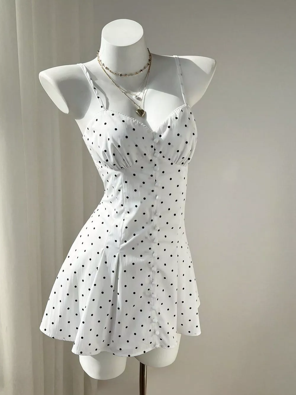 Polka Dot Spaghetti Strap Mini Dress, image 9