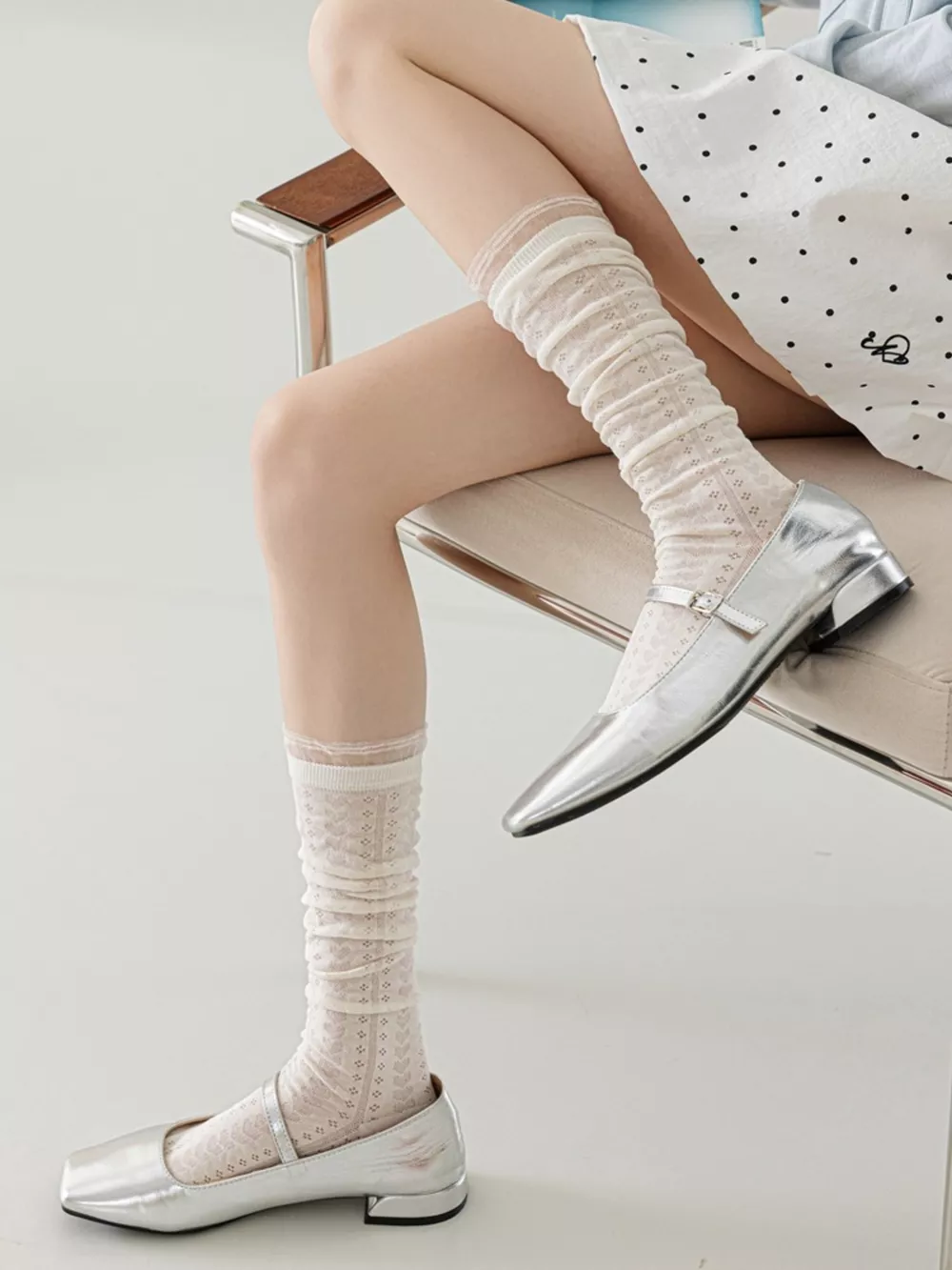 Lace Patterned Mid-Calf Socks, image 4