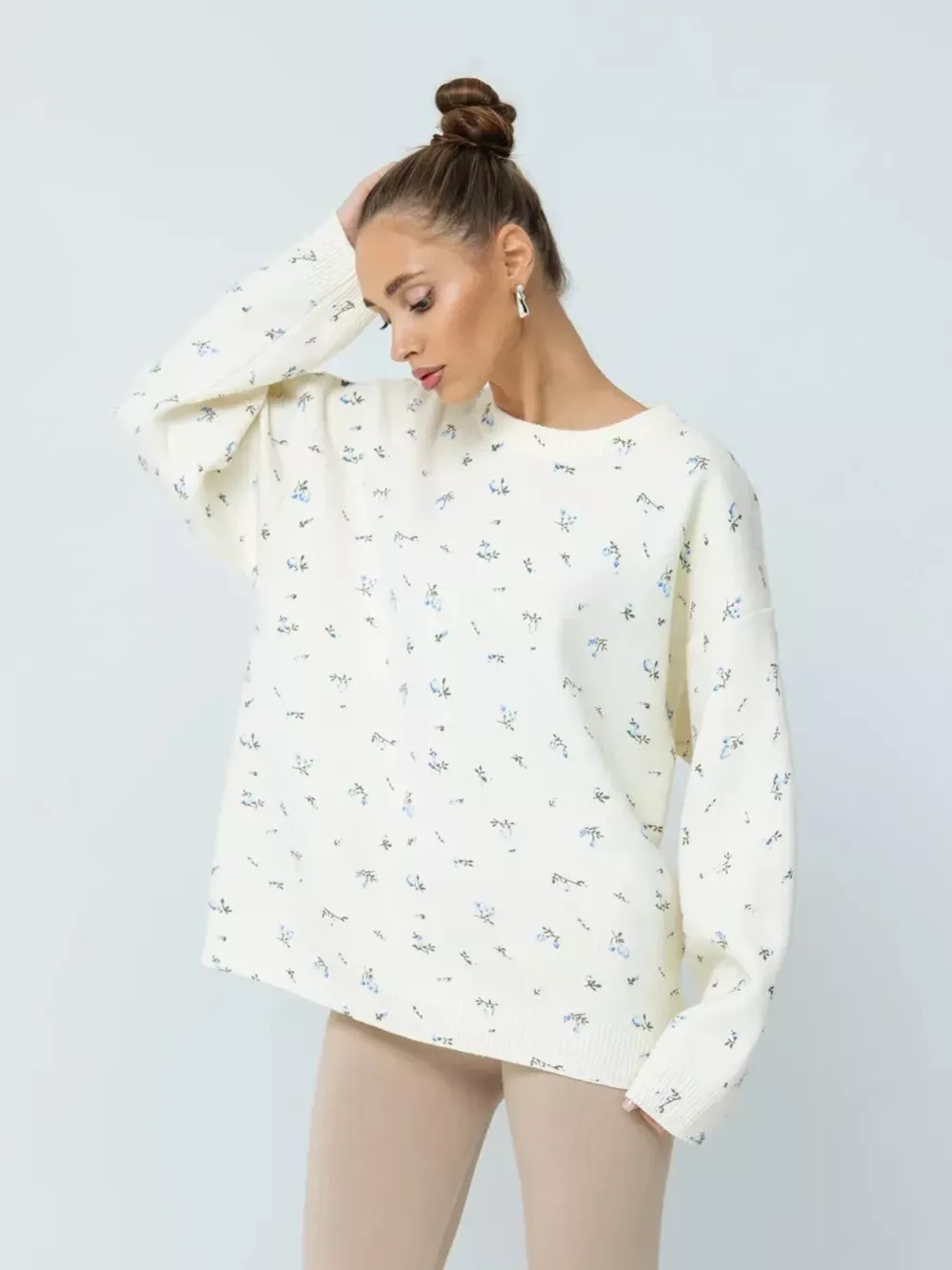 Floral Dropped Shoulder Oversized Sweater, image 6