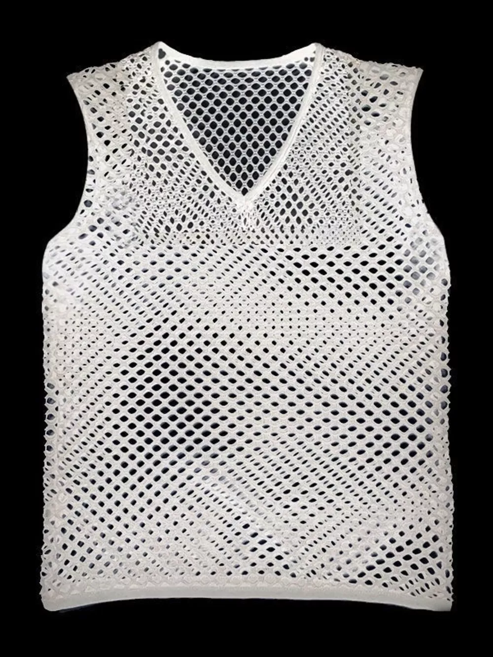 Men's Full Size V-Neck Mesh Fishnet Tank Top Plus Size, image 2