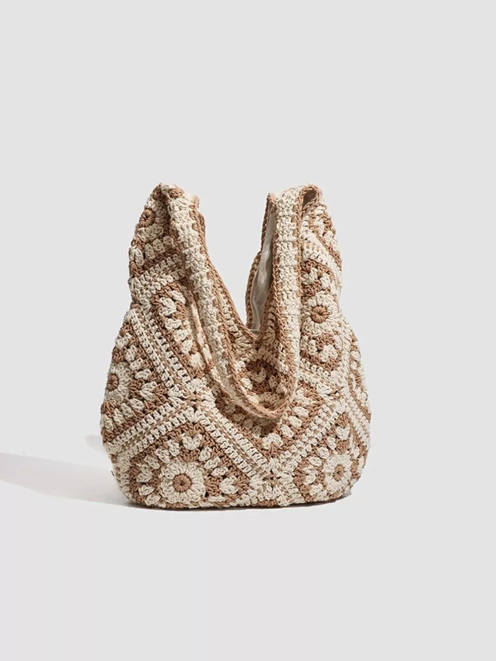 Boho Chic Crochet Granny Square Shoulder Bag, image 3
