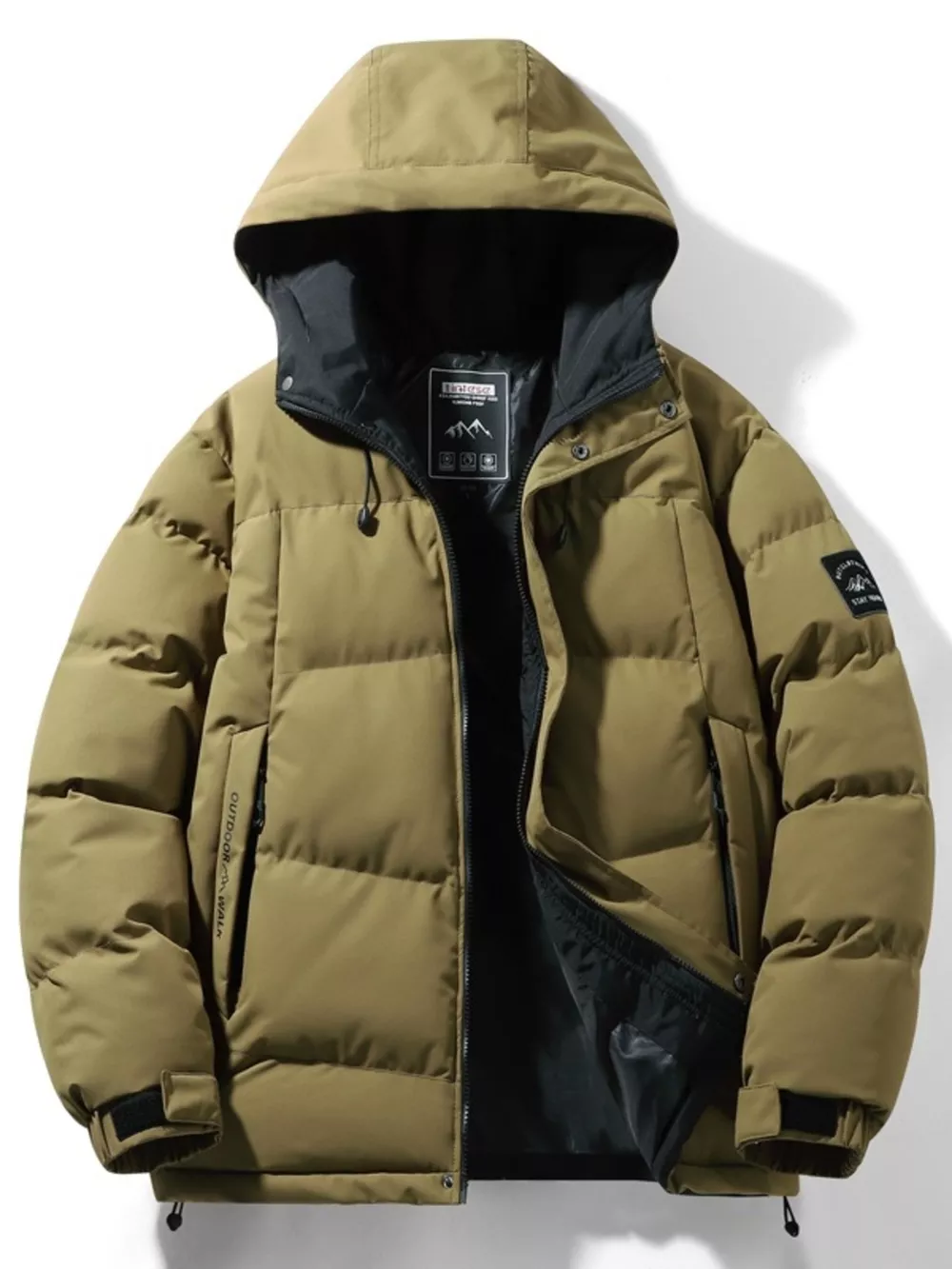 Men's Full Size Outdoor Padded Hooded Puffer Jacket Plus Size, image 4