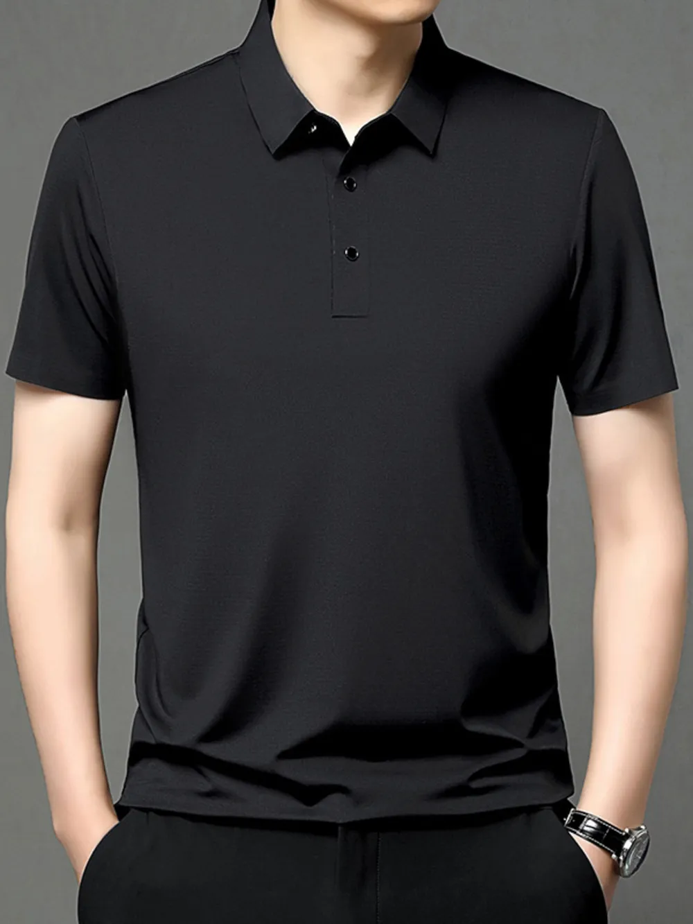Men's Plus Size Button Detail Short Sleeve Polo, image 4