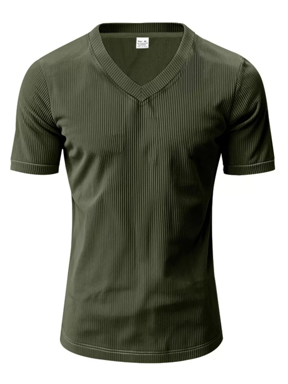 Men's Full Size Ribbed V-Neck T-Shirt Plus Size, image 10