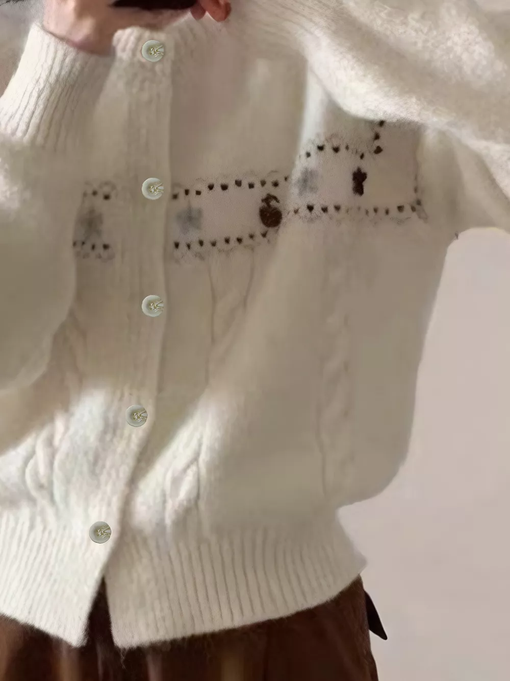 Cable Knit Button Up Cardigan, image 6