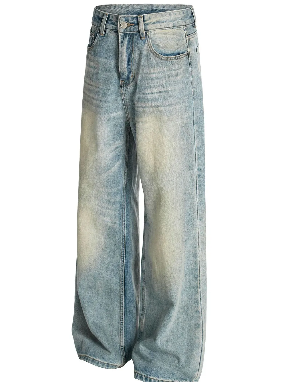 Men's Washed Wide Leg Jeans, image 2