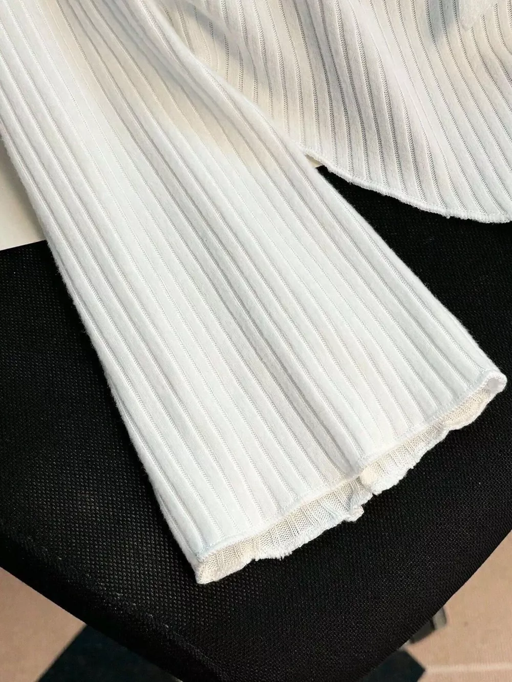 Off-Shoulder Bowknot Ribbed Knit T-Shirt, image 6