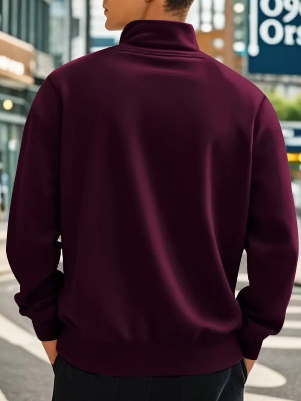 Men's Full Size Solid Color Quarter Zip Sweatshirt Plus Size, image 13