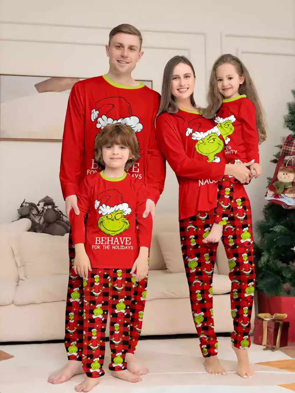Full Size Grinch Themed Matching Family Christmas Pajama Set Plus Size, image 2