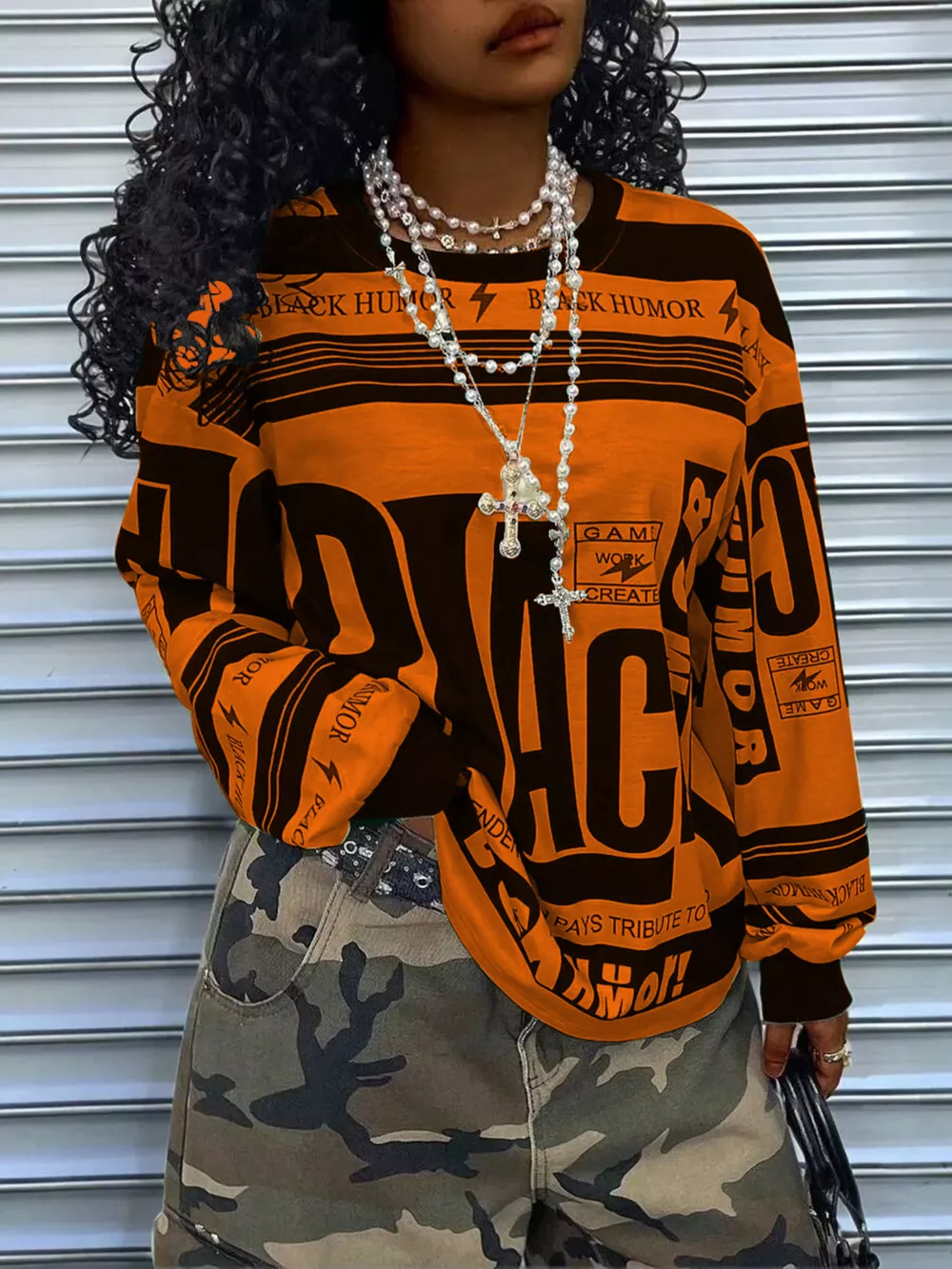 Printed Drop Shoulder Long Sleeve T-Shirt, image 10
