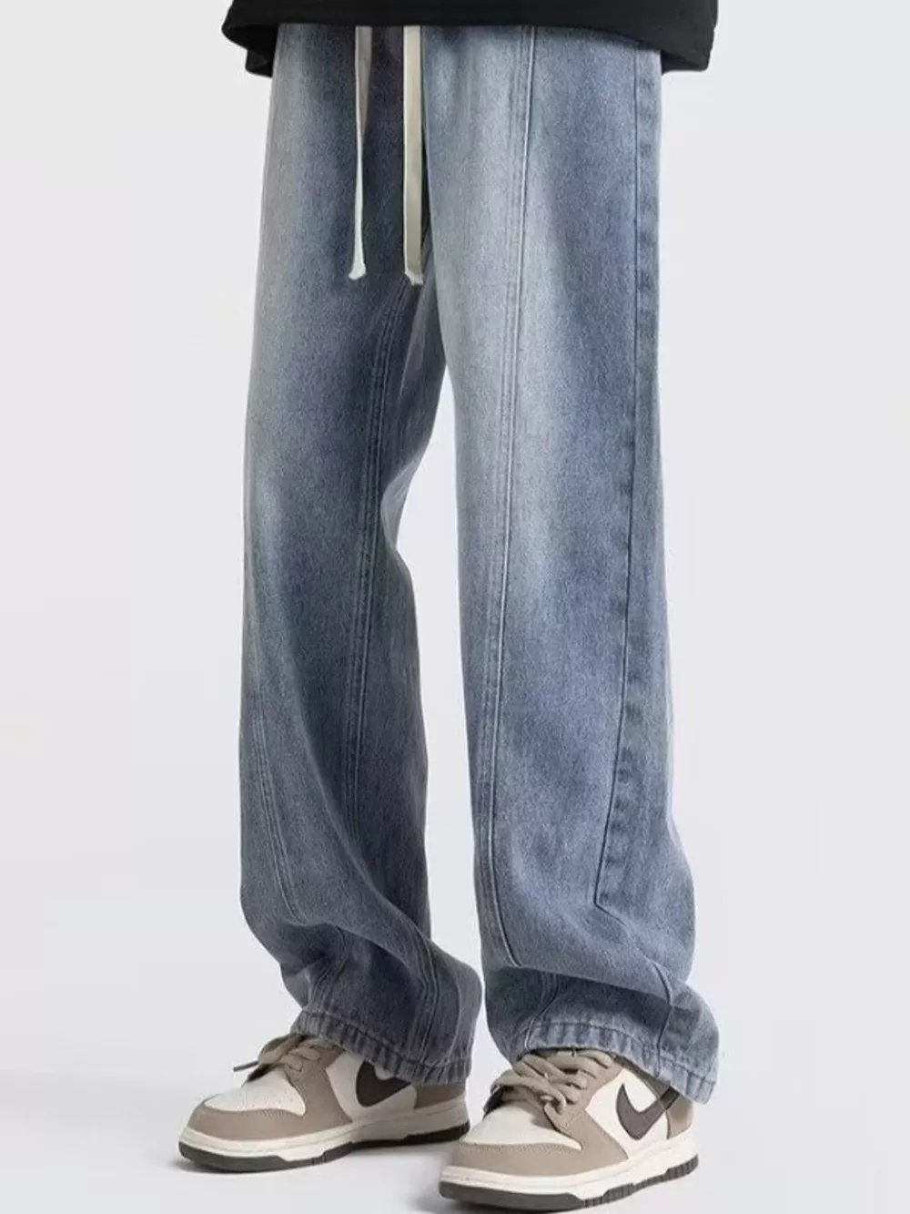 Men's Full Size Vintage Wash Wide Leg Jeans Plus Size