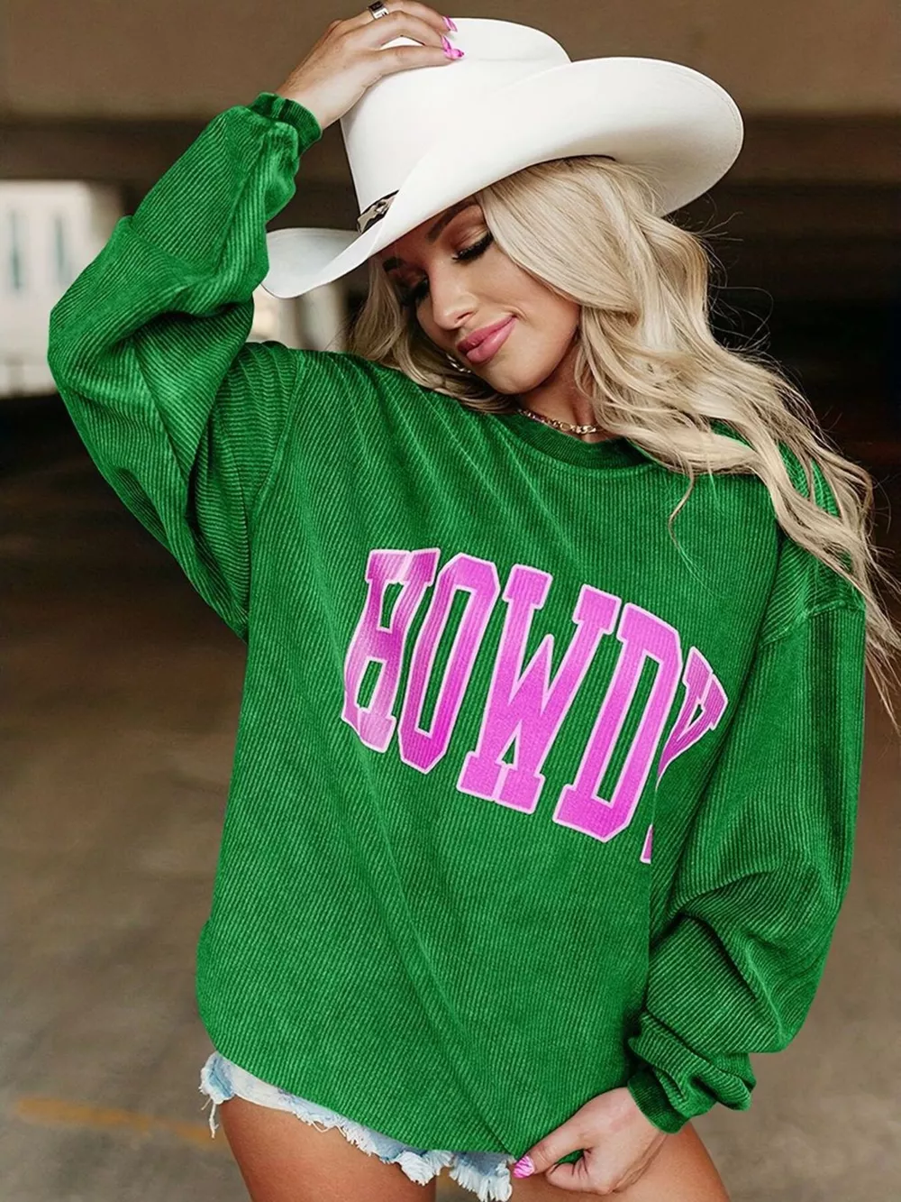 Full Size Howdy Round Neck Oversized Sweatshirt Plus Size, image 2