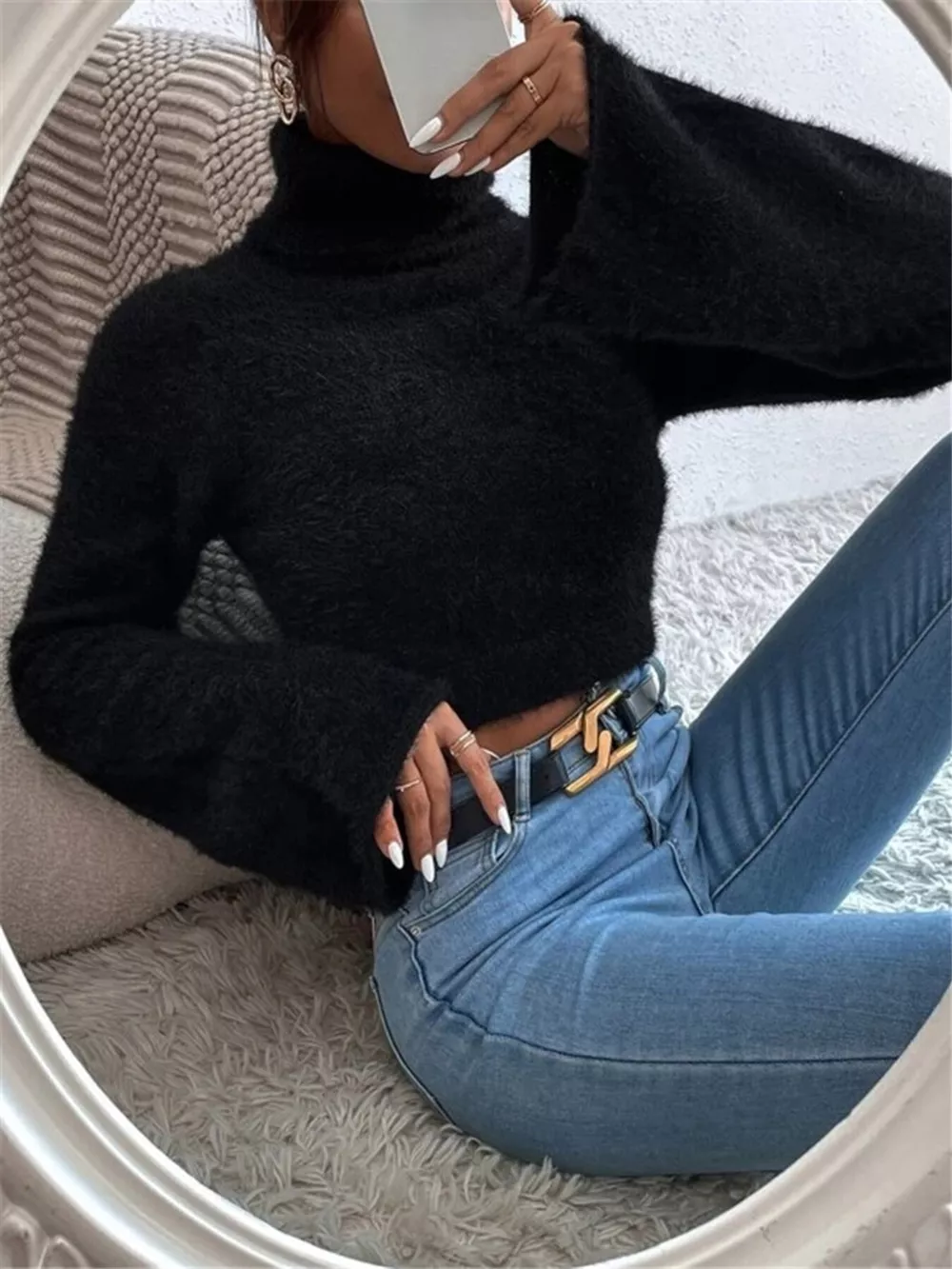 Turtleneck Flare Sleeve Sweater, image 12