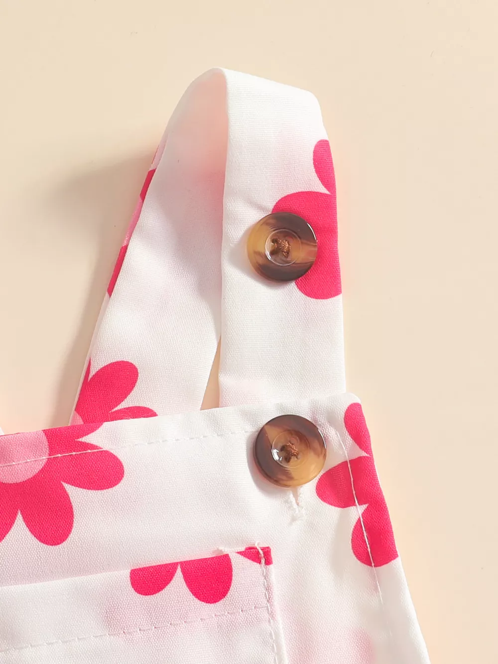 Children's Floral Print Overalls and Ribbed Top Set with Bow Headband, image 4