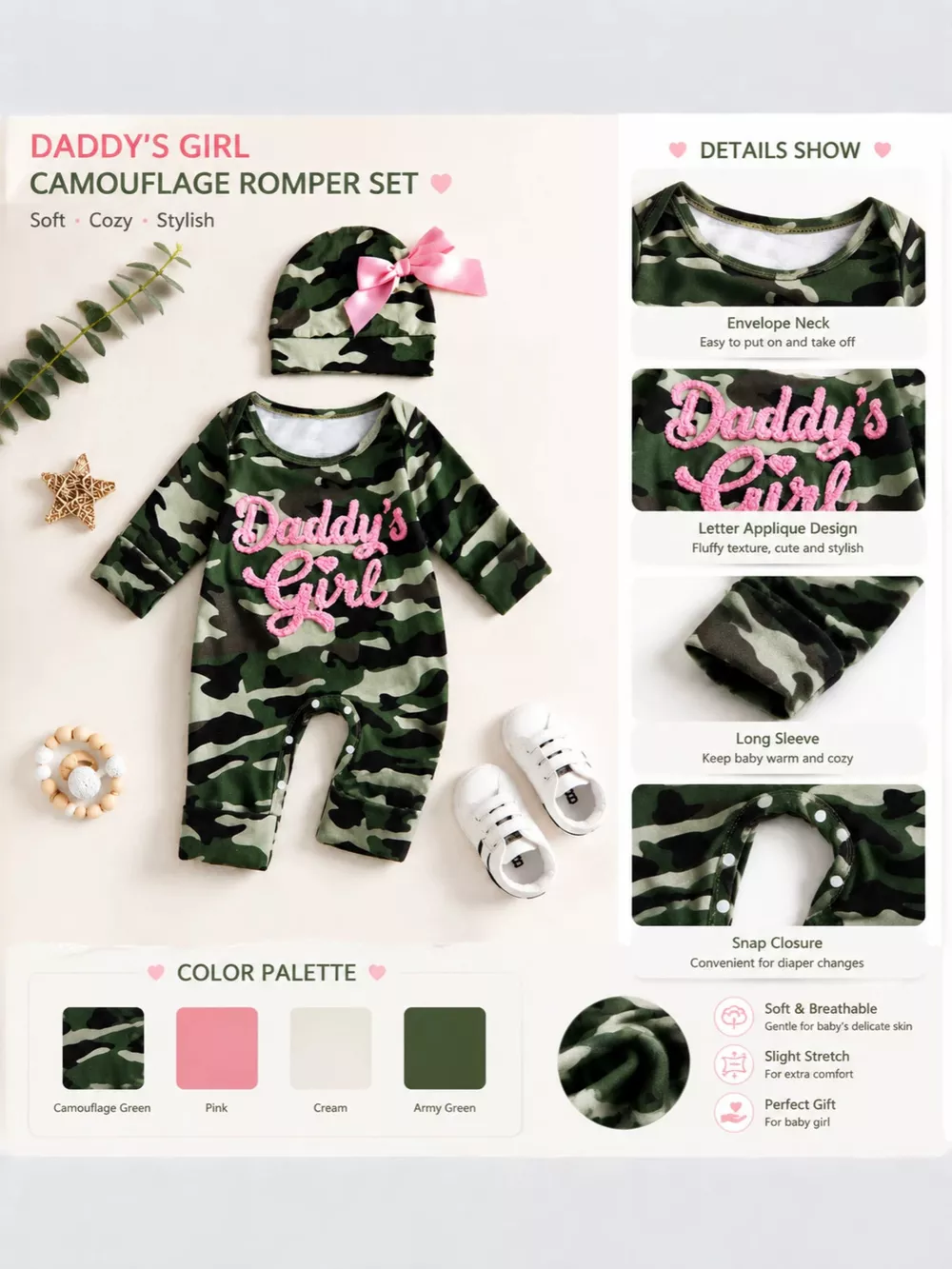 Children's Camo Jumpsuit and Hat Set, image 3