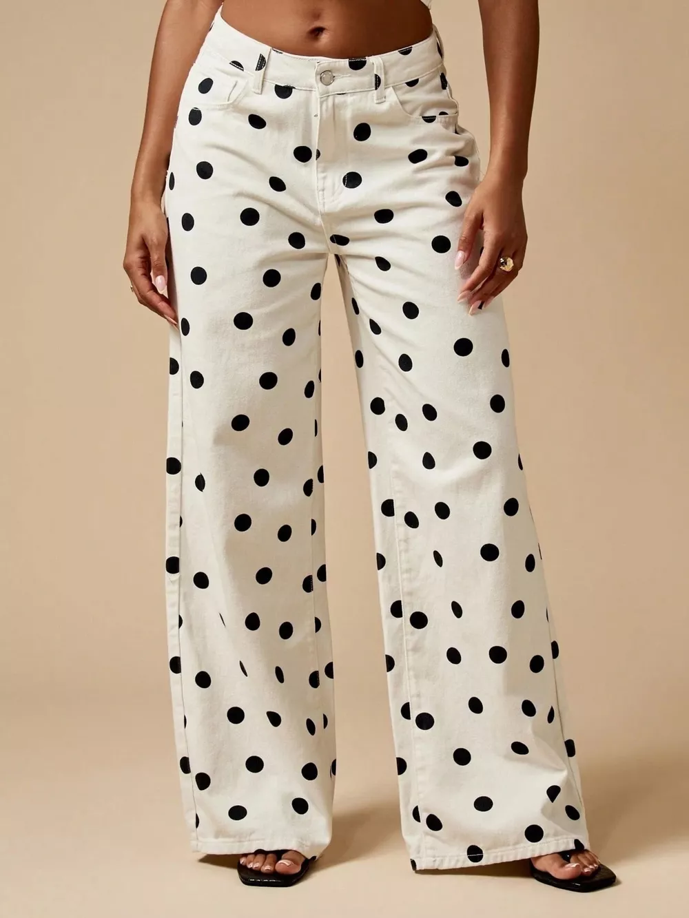 Polka Dot Wide-Leg Jeans, image 2