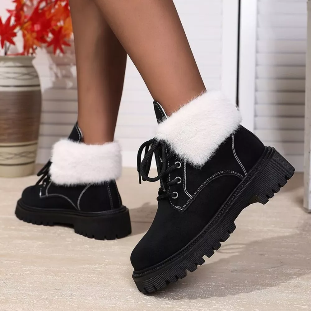 Lace Up Round Toe Block Heels Boots, image 4