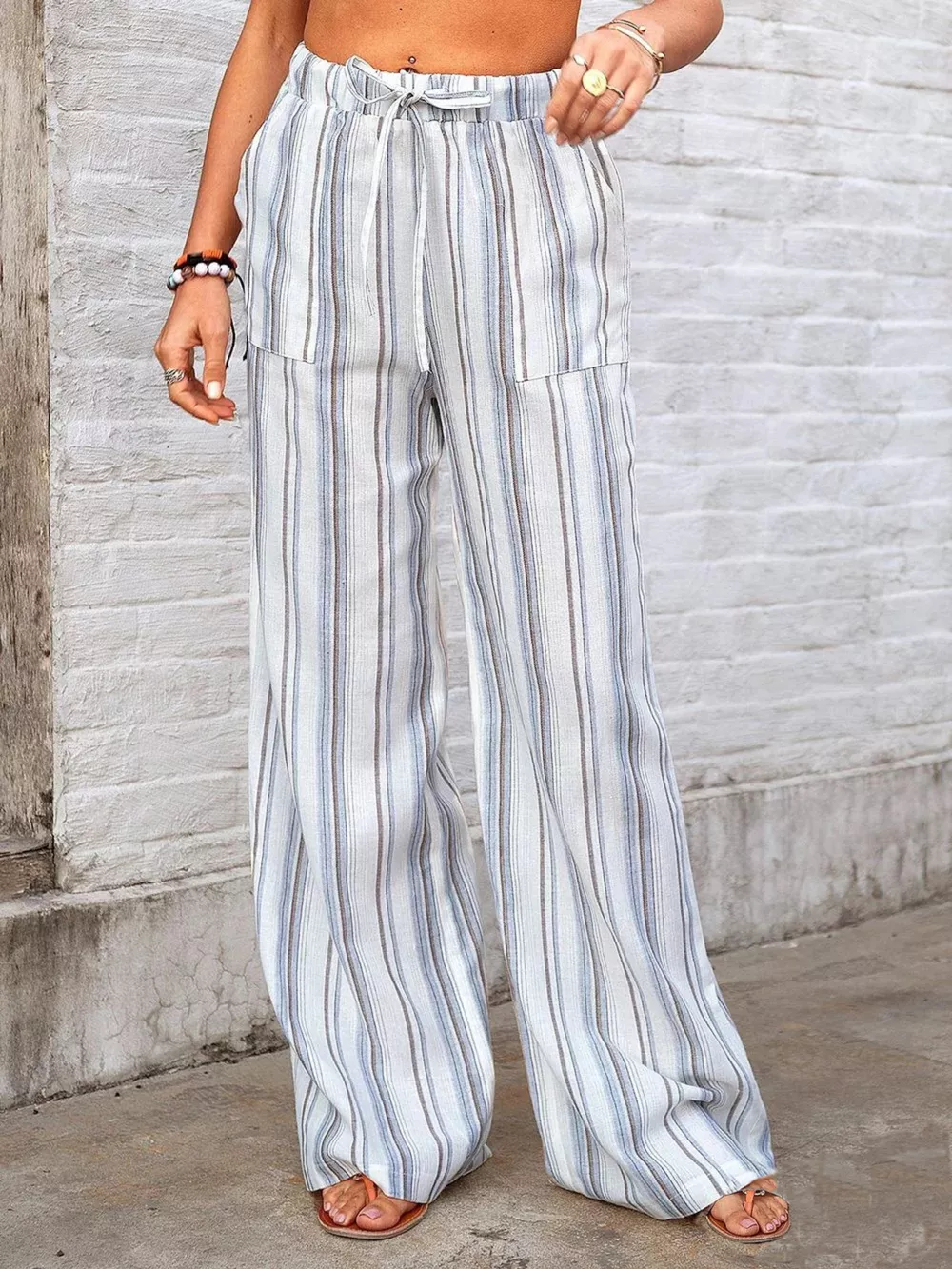 Full Size Striped Wide-Leg Pants Plus Size, image 4
