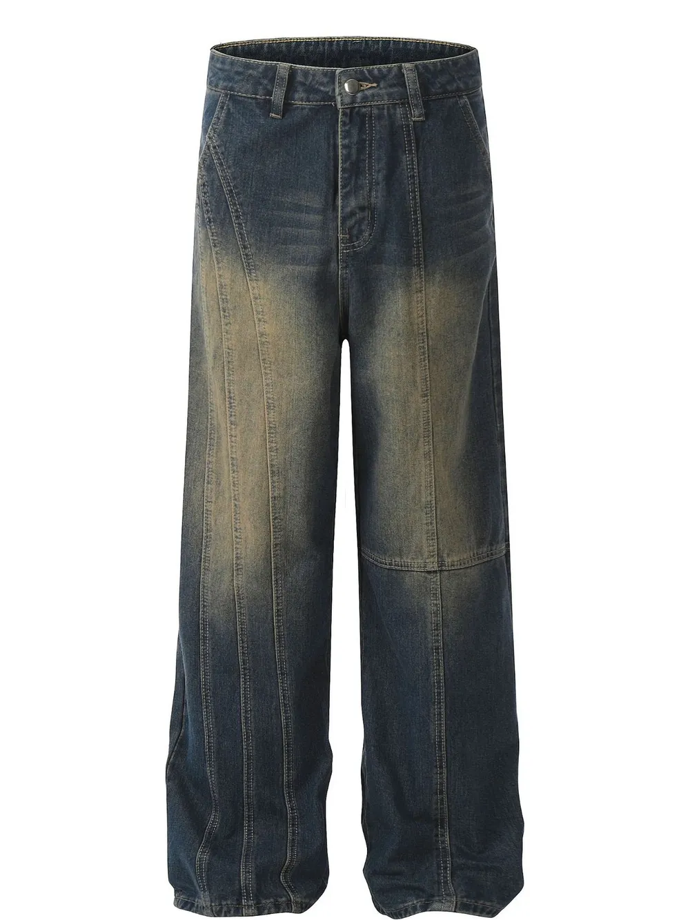 Men's Vintage Wash Wide Leg Relaxed Fit Jeans, image 5