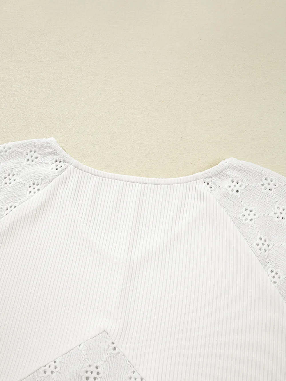 Eyelet Embroidered Loose V Neck Long Sleeve Top, image 11