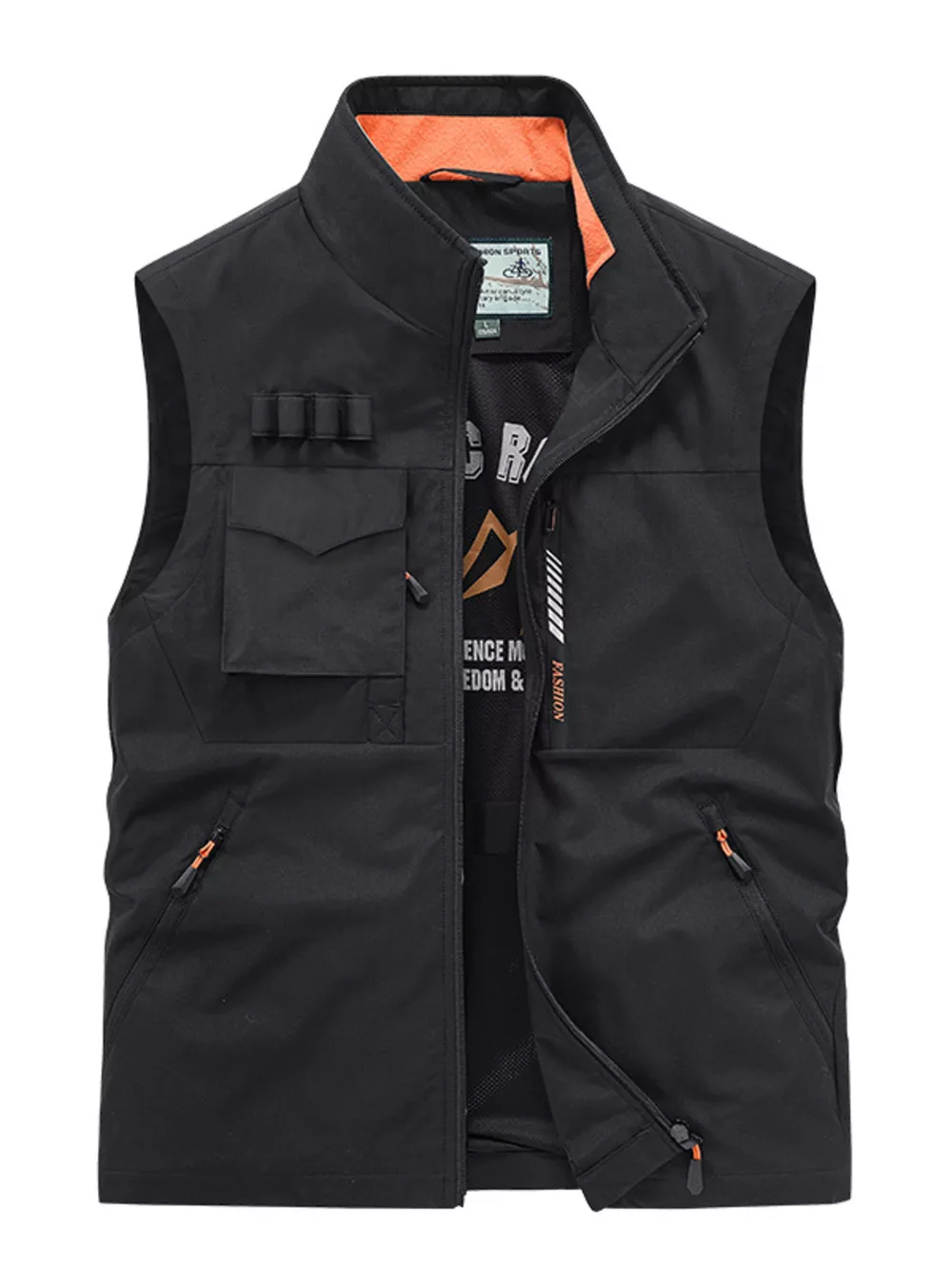 Men's Plus Size Multi-Pocket Zip Up Vest, image 5