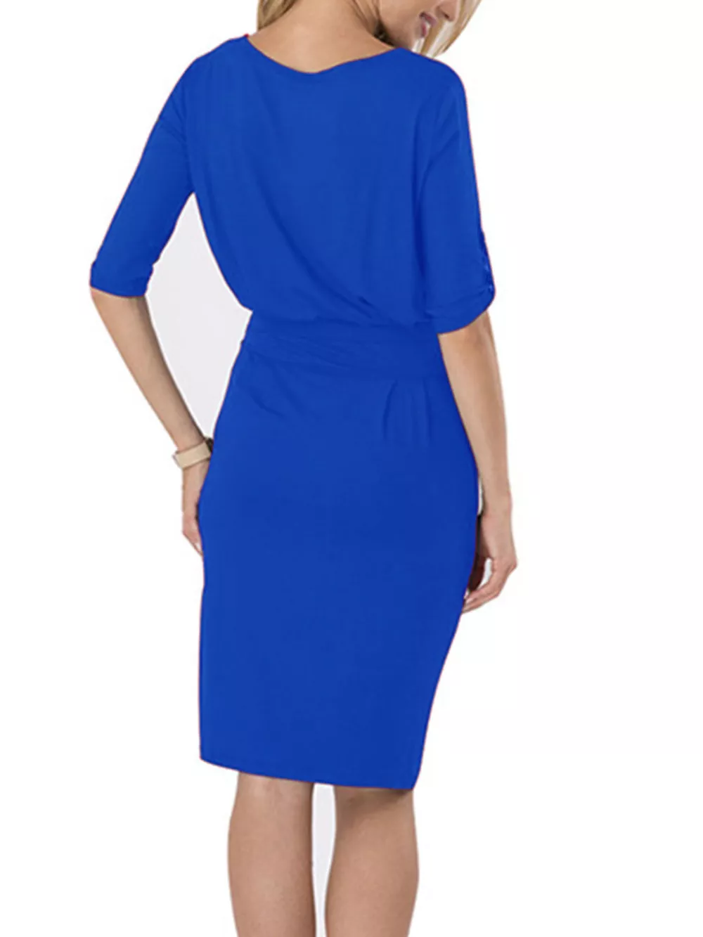 Tie-Waist Round Neck Dress, image 2