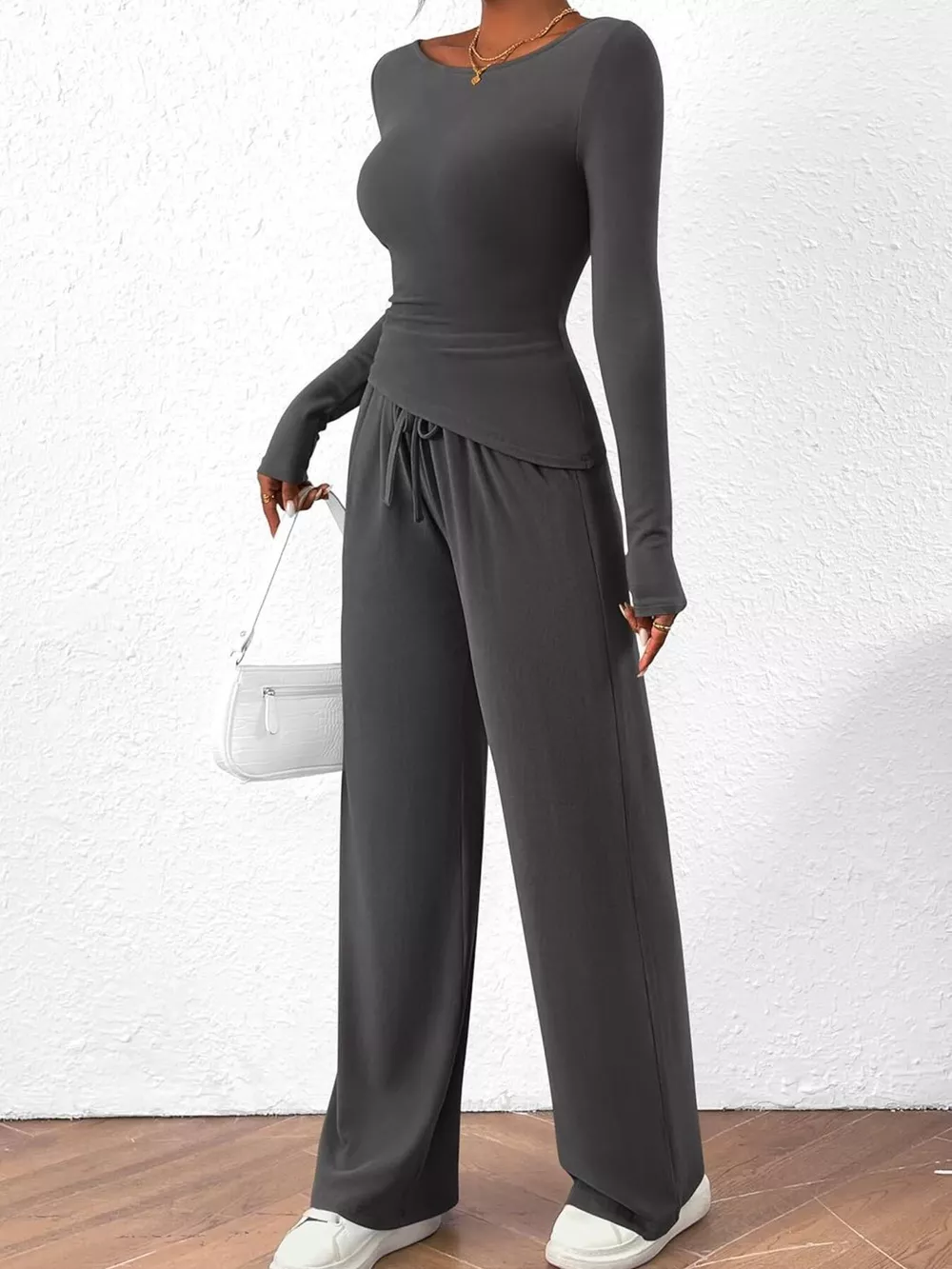 Long Sleeve Top and Wide Leg Pants Set, image 13