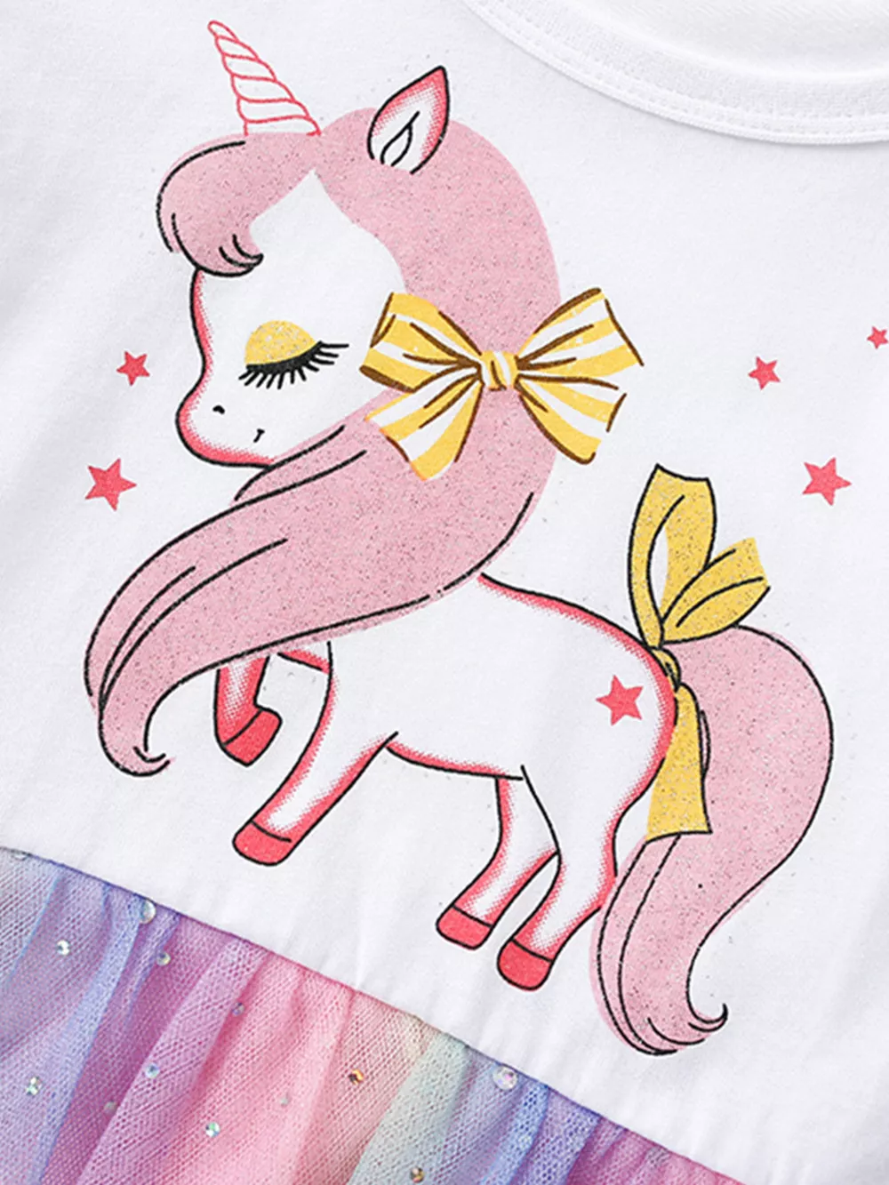 Children's Unicorn Graphic Rainbow Tulle Dress, image 3