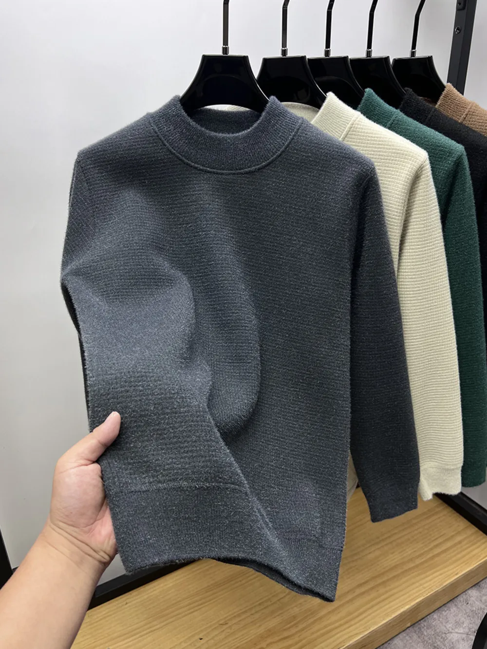 Men's Textured Long Sleeve Sweater, image 5