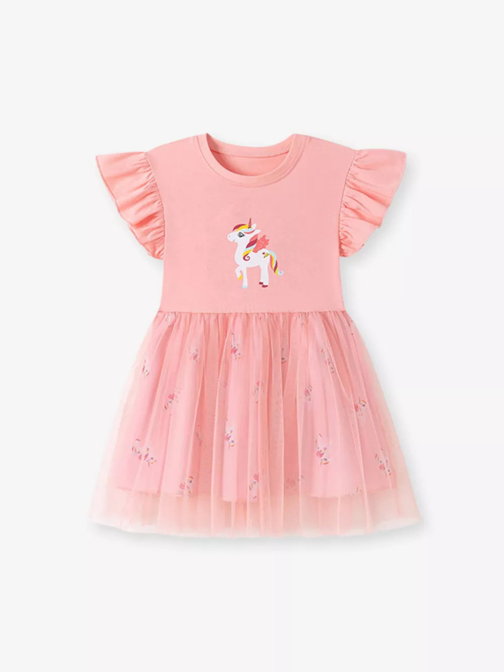 Children's Unicorn Ruffle Sleeve Tulle Dress, image 3