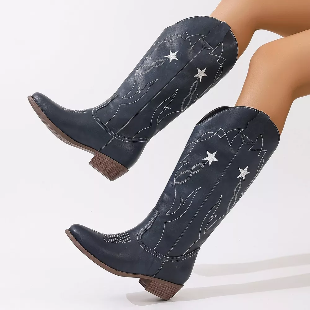 Western Star Embroidered Cowboy Boots, image 4