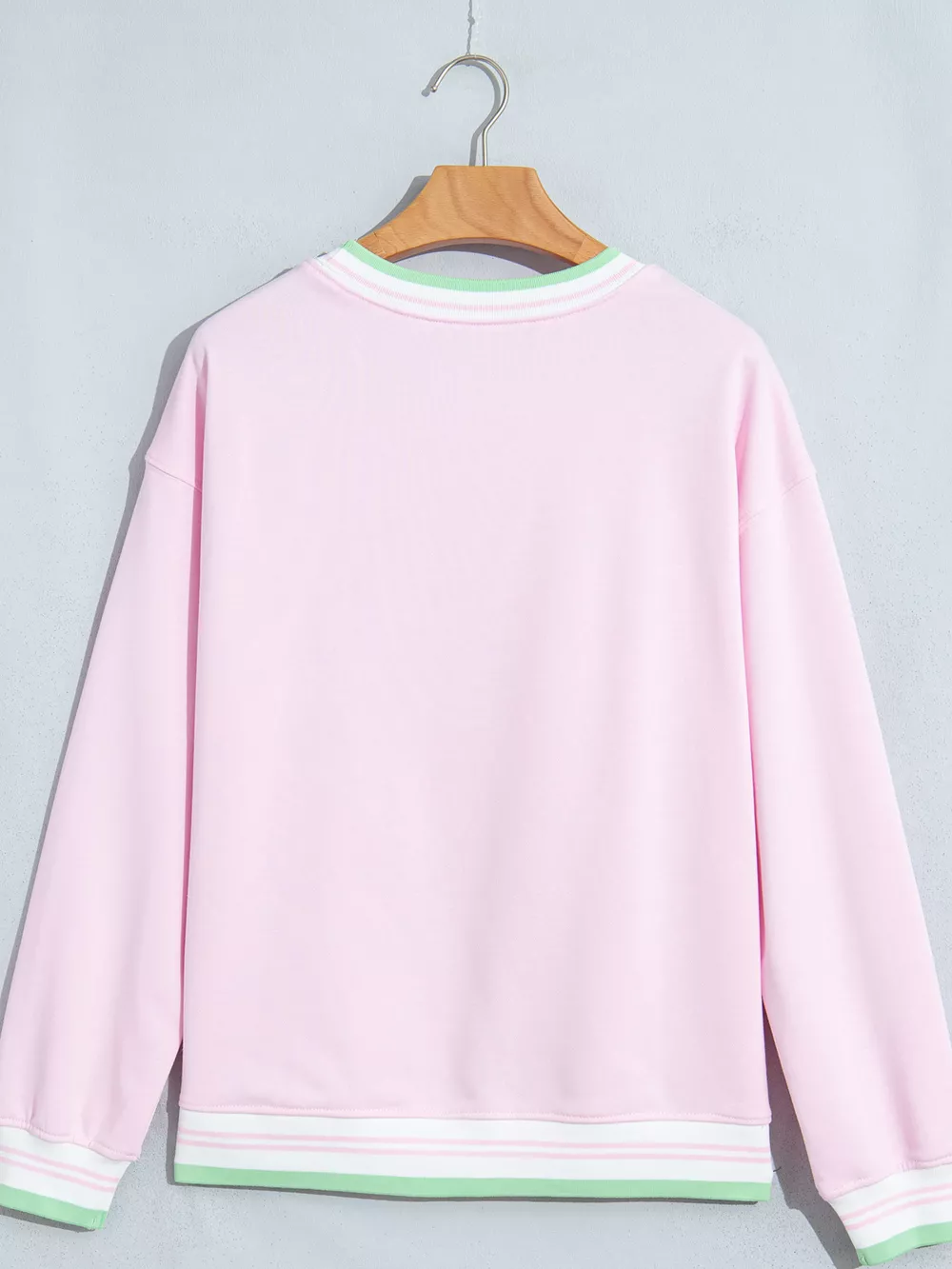 Contrast Striped Trim Baggy Pullover Sweatshirt, image 10