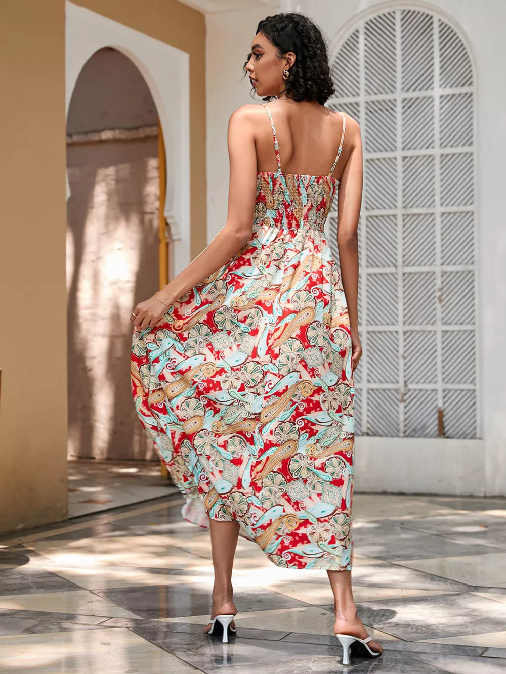 Floral Print Spaghetti Strap Midi Dress, image 4