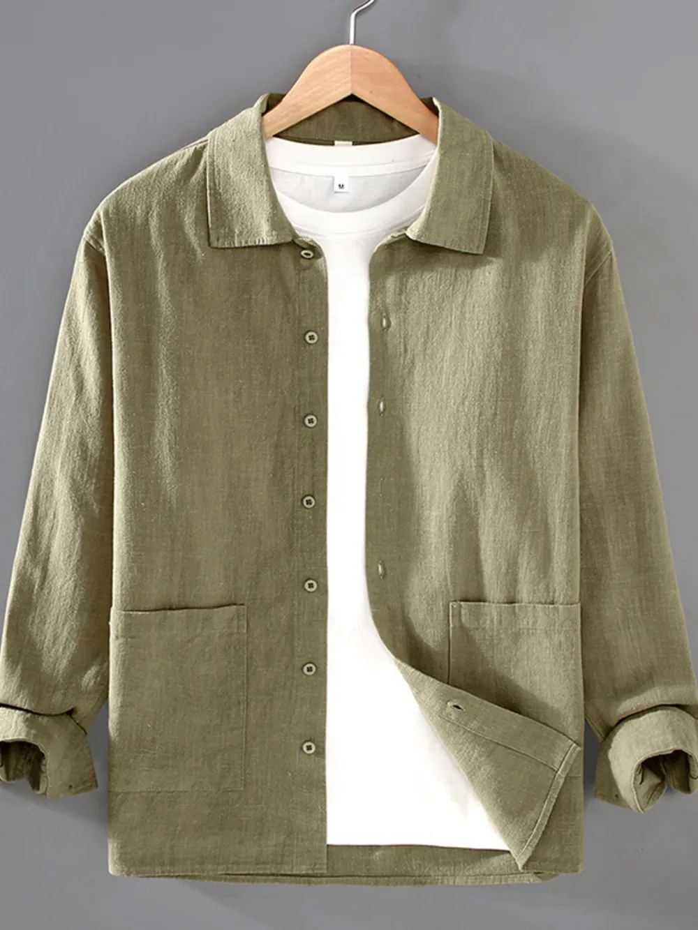 Men's Plus Size Button Up Long Sleeve Shirt, image 2