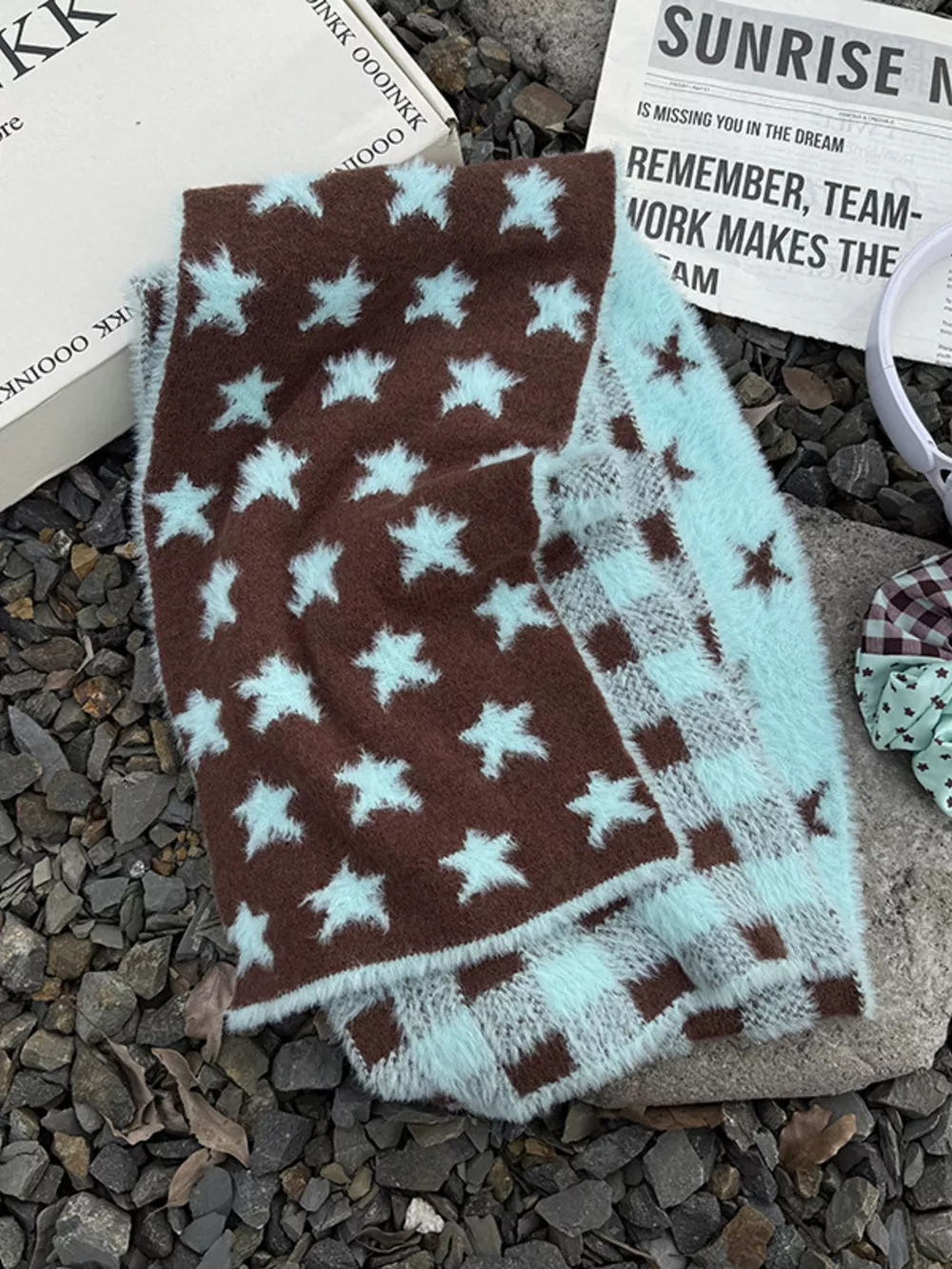 Star Plaid Plush Scarf, image 2