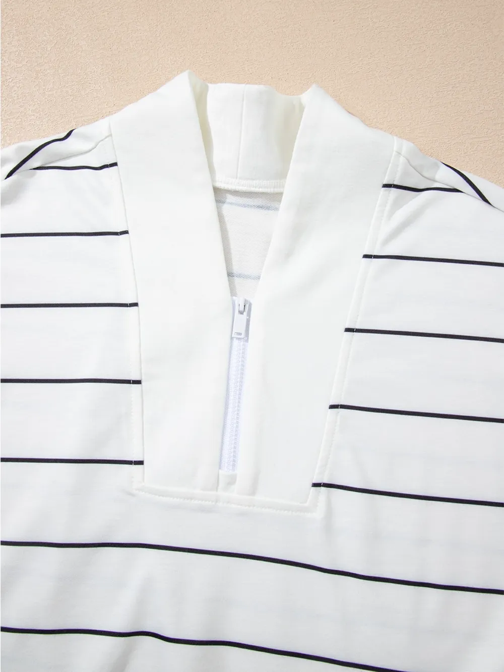 Striped Quarter Zip Sweatshirt with Relaxed Fit, image 3