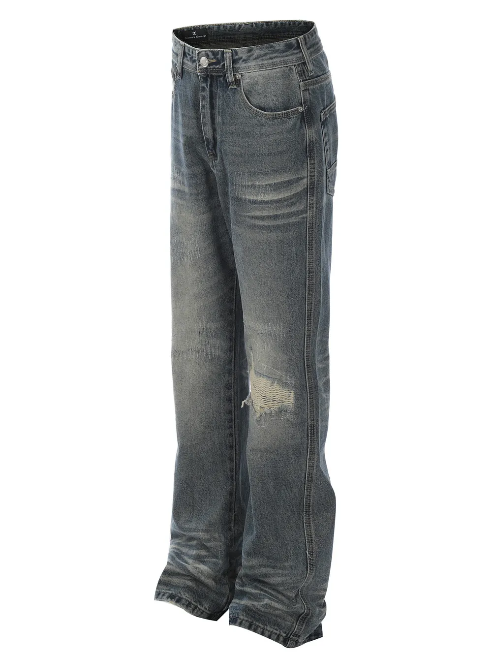 Men's Cat's whisker Washed Distressed Straight Jeans, image 2