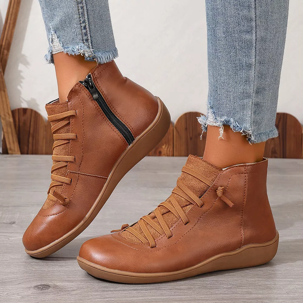 Lace-Up Faux Leather Ankle Boots, image 14