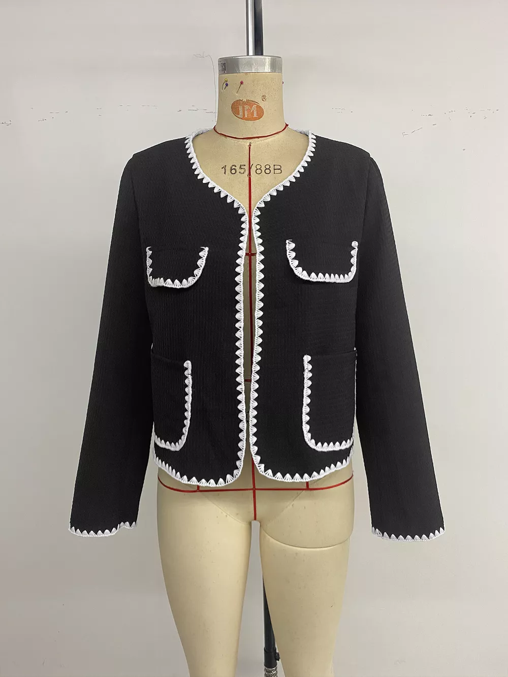 Contrast Trim Open Front Jacket, image 10