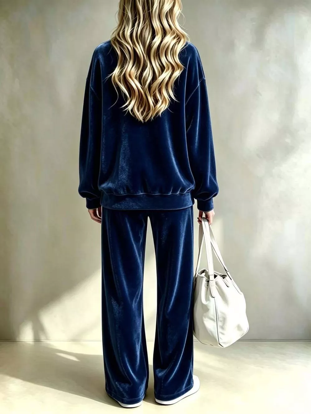 Full Size Dropped Shoulder Velvet Top and Wide Leg Pants Set Plus Size, image 12