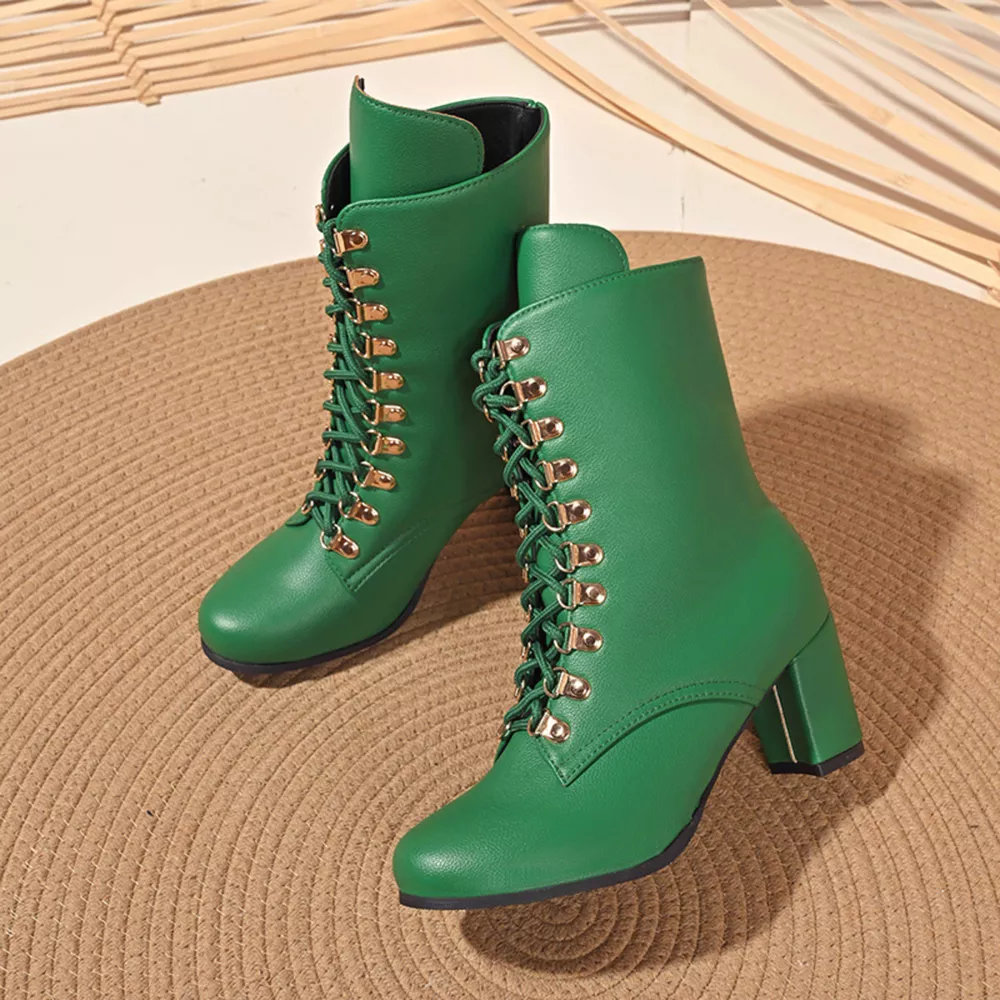 Lace-Up Boots with Block Heel, image 8