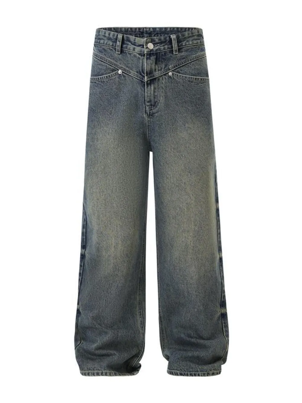 Men's Full Size Vintage Wash Wide Leg Jeans Plus Size