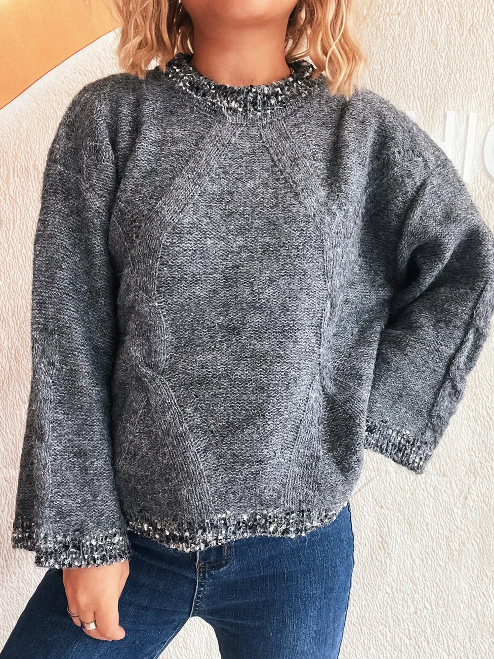 Contrast Trim Detail Round Neck Sweater, image 13