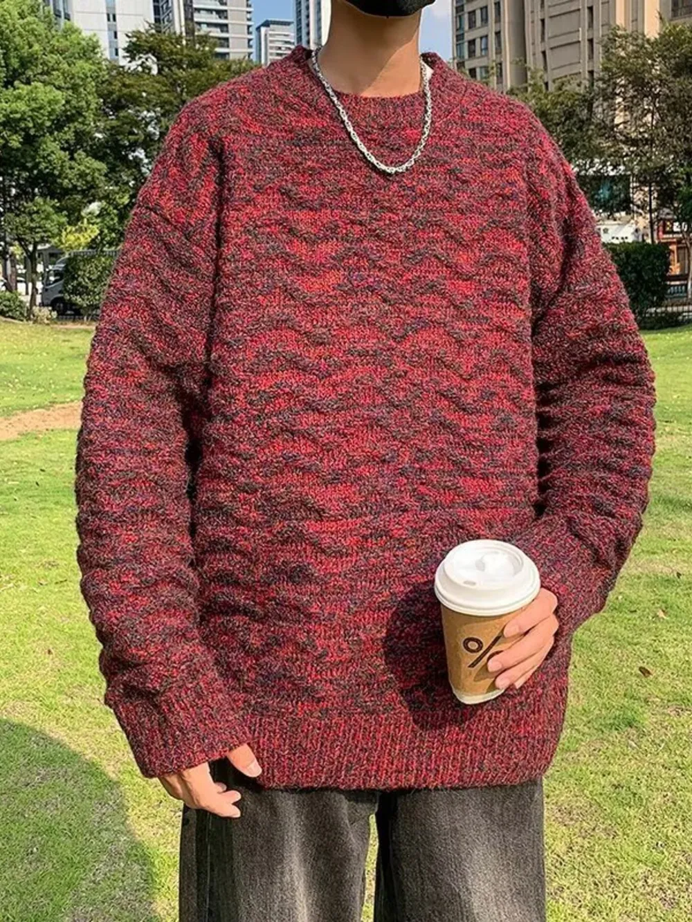 Men's Textured Knit Pullover Sweater, image 4