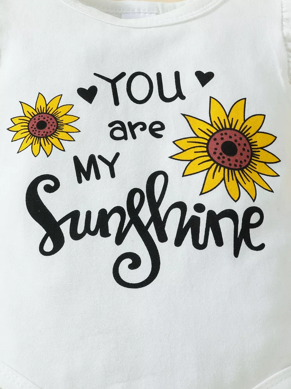 Children's Ruffled Bodysuit and Sunflower Skirt Set with Headband, image 4