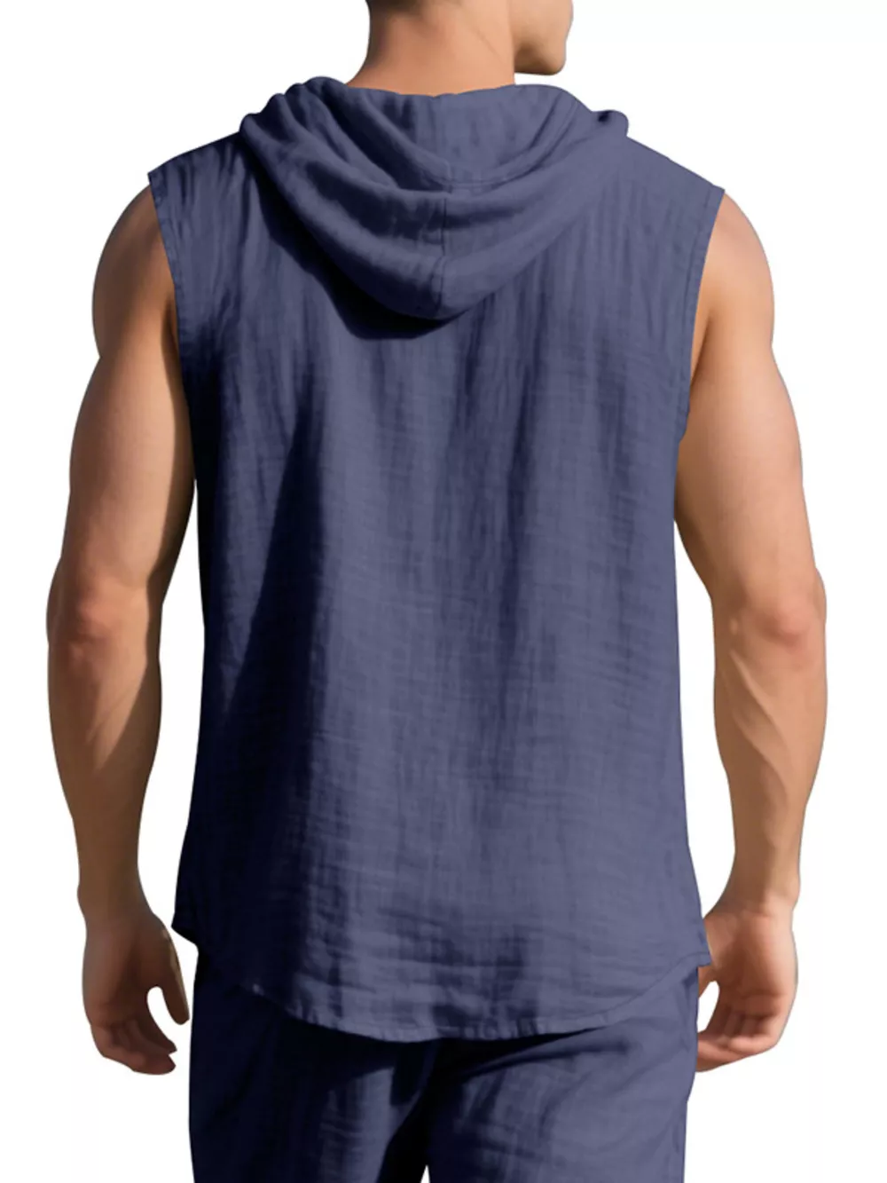 Men's Full Size Casual Sleeveless Hooded Button-Down Top Plus Size, image 18