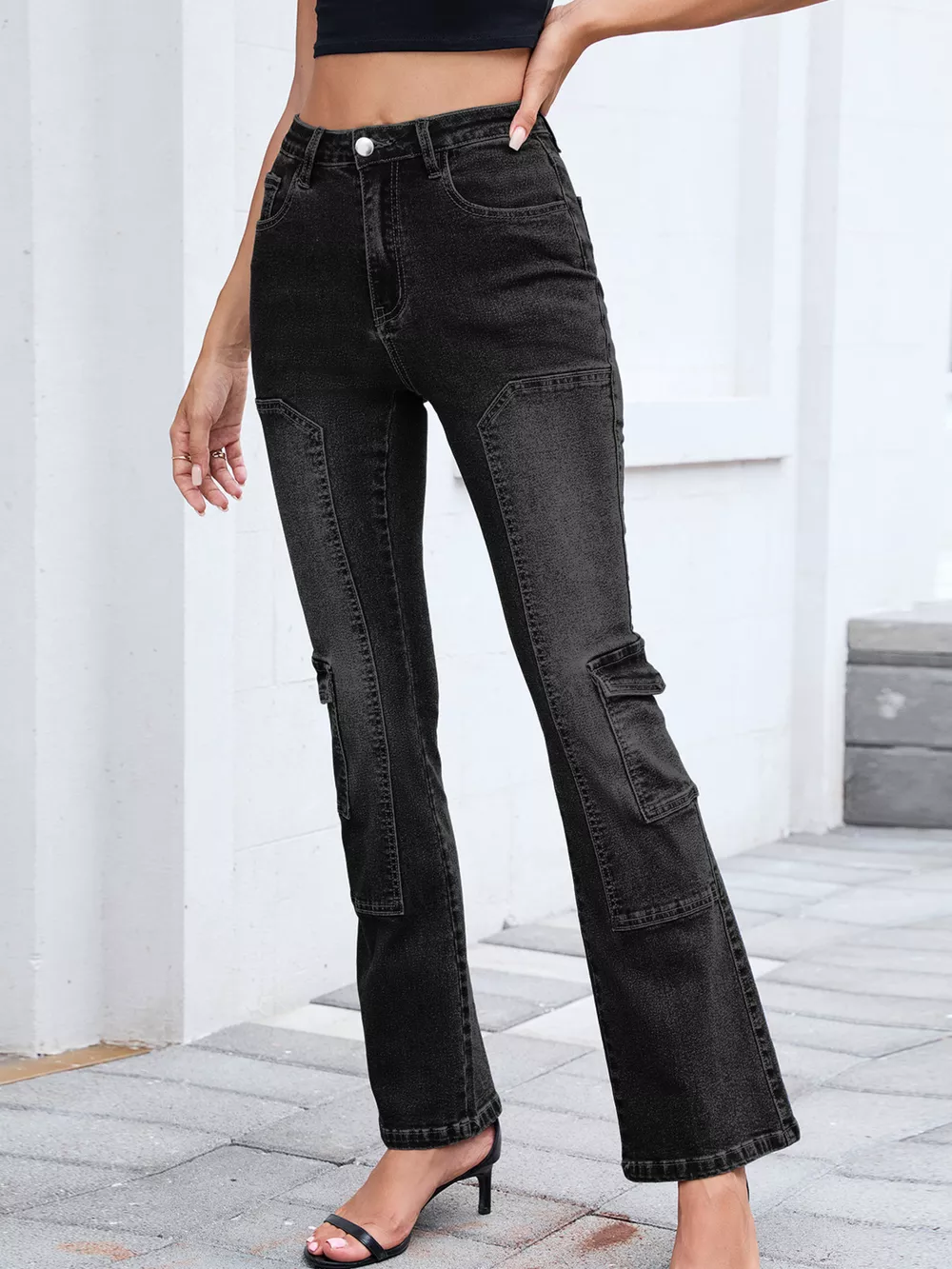 High-Waisted Bootcut Jeans, image 3