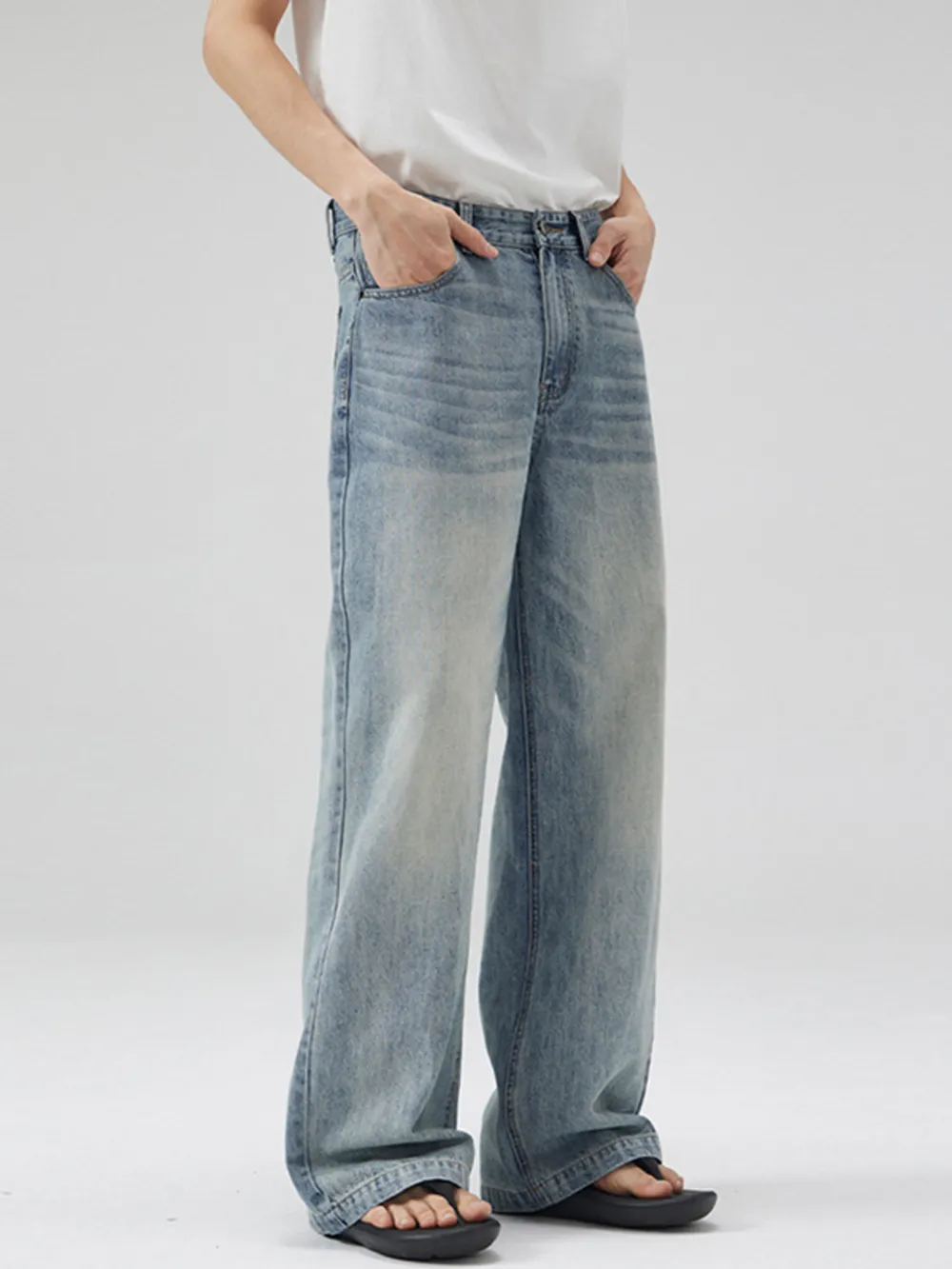 Men's Full Size Washed Wide Leg Jeans Plus Size, image 4