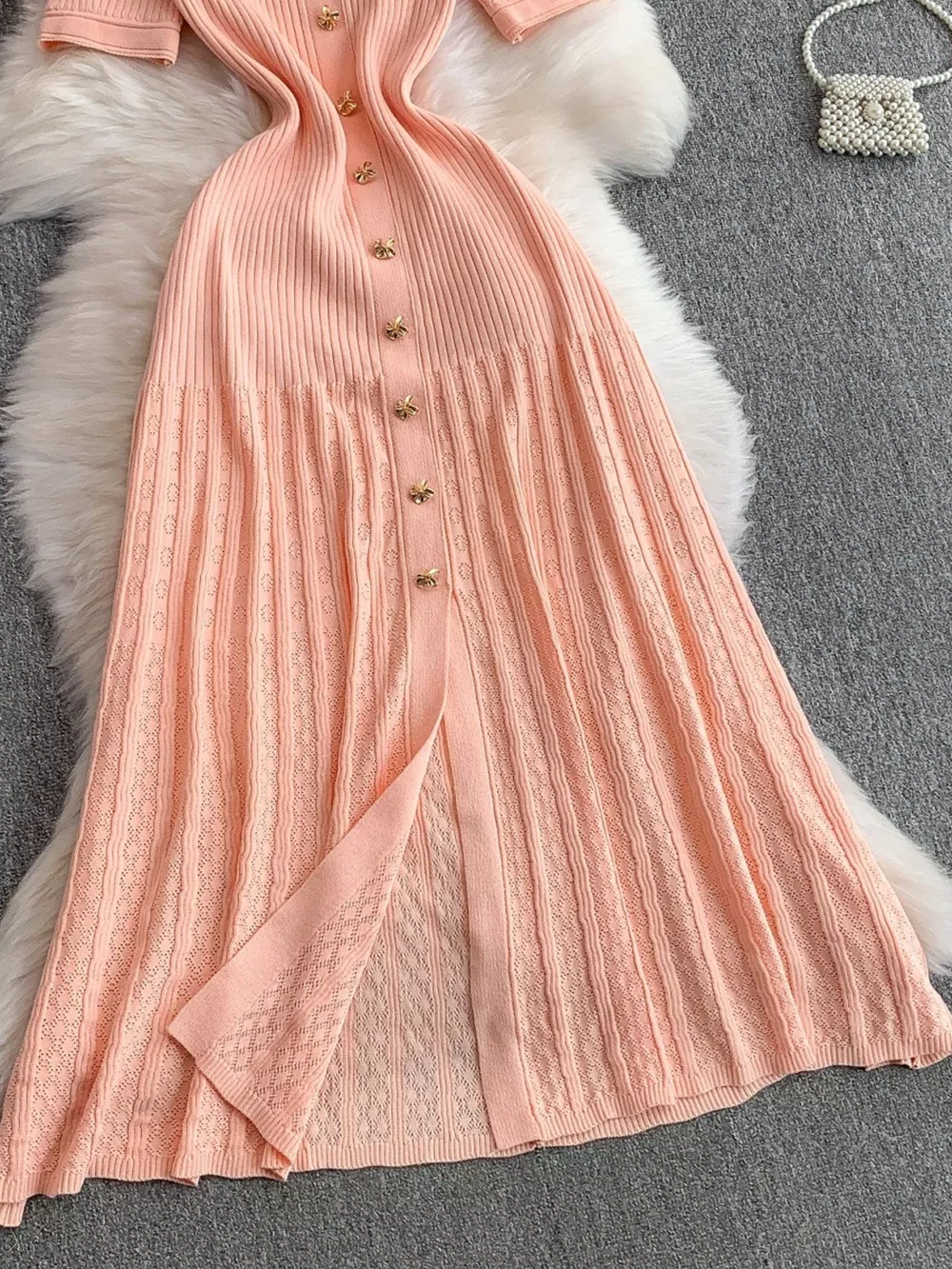 Button Front Ribbed Knit Midi Dress, image 18
