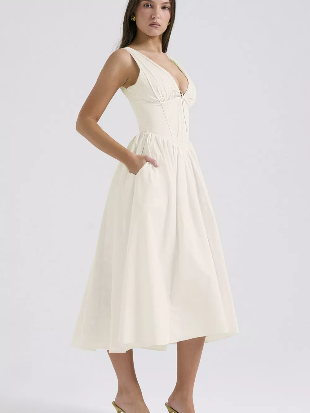V-Neck Sleeveless Midi Dress, image 23